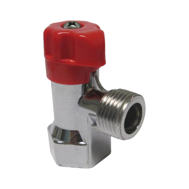 Valvula de Control Angular de ABS Cromada 1/2" X 1/2"  Maneral Rojo  (2853)