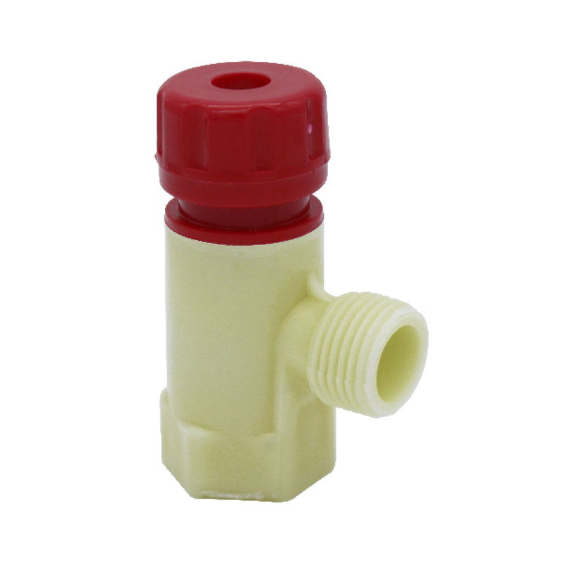 Valvula de Control Angular de ABS Blanca 1/2" X 1/2" Maneral Rojo (2855)