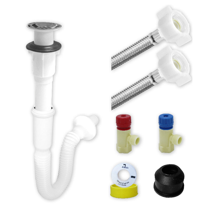 Kit De Instalacion Para Lavabo Con CespoPractick Rejilla Inoxidable y FF Premium 1/2" x 40 cms. (3163)