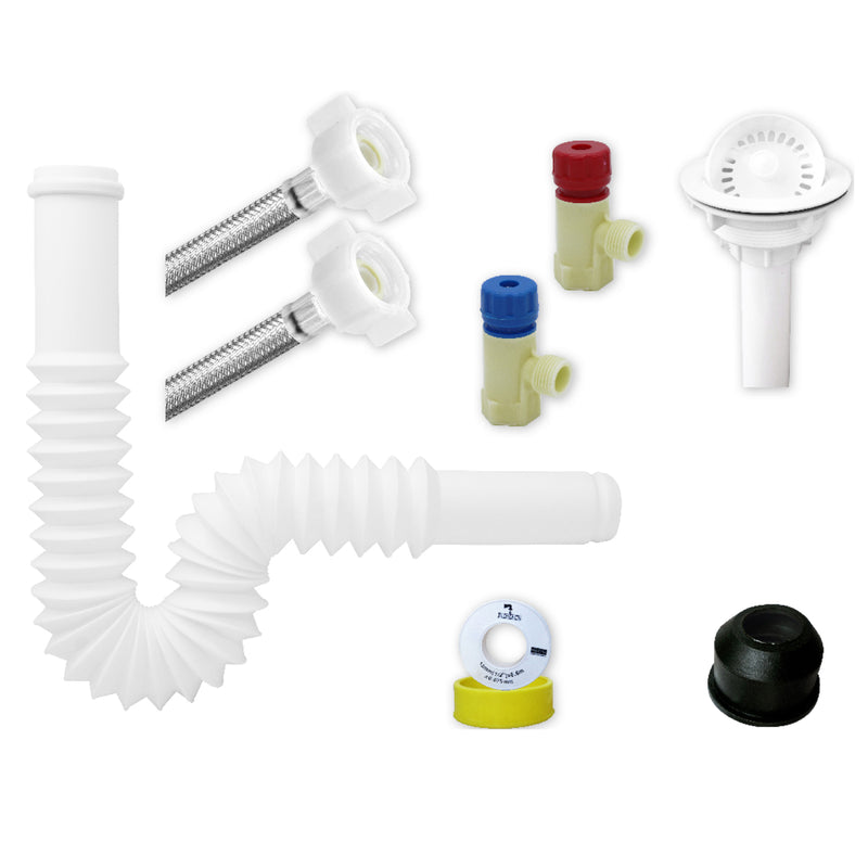 Kit De Instalacion Para Fregadero Con Cespo-Plus XL, Canasta Blanca, FF Premium 1/2" x 40cms. (3168)