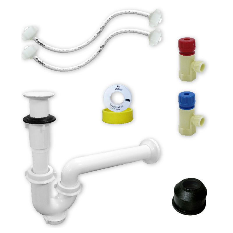 Kit De Instalacion Para Lavabo Con Cespo-Facil Rejilla Blanca, FF Polimacx 1/2" x 45 cms. (3190)